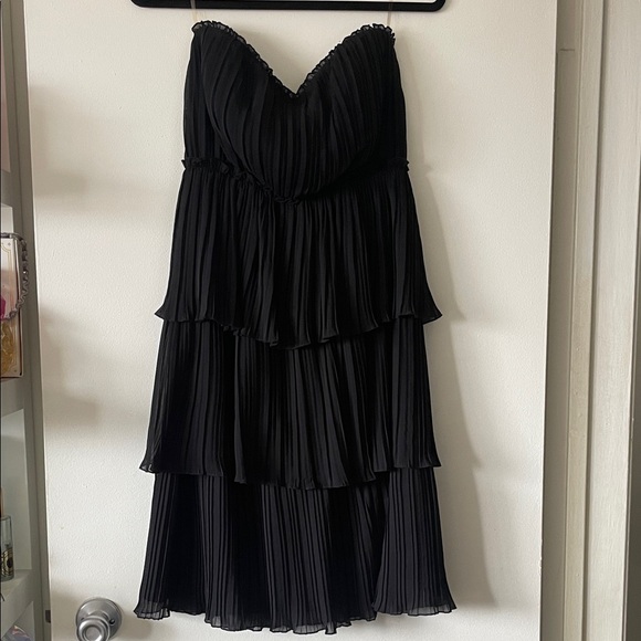 Crystal Doll Black Strapless Tiered Dress size 7 formal - Picture 1 of 10